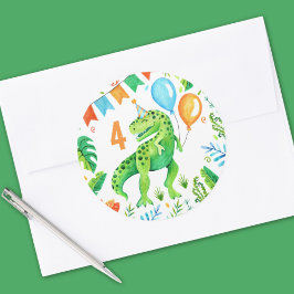 Adesivo T rex Dinossaur Boys Birthday Watercolor