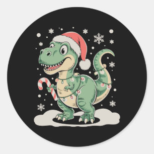 Adesivo T Rex Dinossauro de Natal Xmas Chapéu de Papai Noe