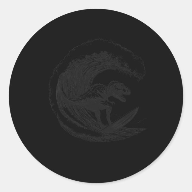 Adesivo T-rex Dinossauro Surfando Surf Prancha de Surf Sur (Frente)