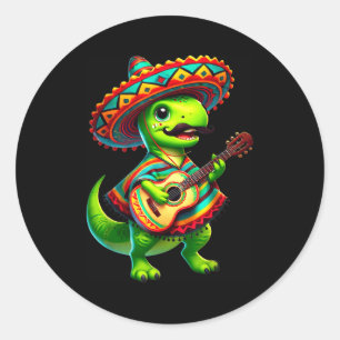 Adesivo T-rex dinossauro tocando violão cinco de maio mexi