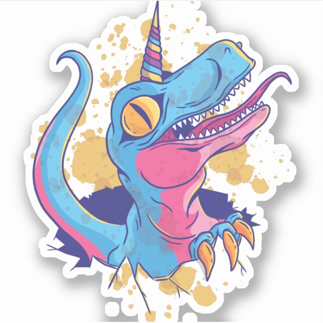 Adesivo T-Rex Engraçado Quer Ser Um Cartoon De Dinossauro  (Frente)