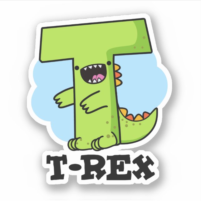 Adesivo T-Rex Funny Alphabet Dinossaur Pun (Frente)