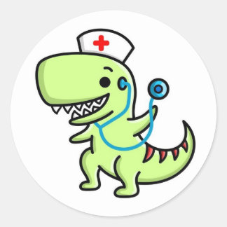 Adesivo T-rex Nurse Sticker Round