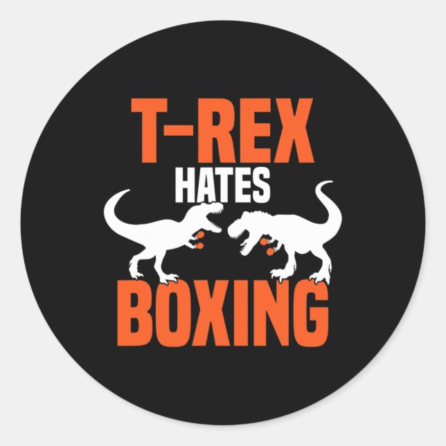 Adesivo T-rex Odeia Boxe - Boxe Sparring Kick Boxe D (Frente)