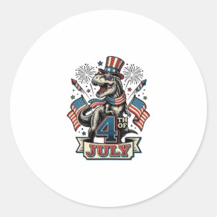 Adesivo T-Rex Patriótico de 4 de Julho Design de Camisa Vi