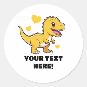 Adesivo T-rex Personalizado Branco-Cinto e Amarelo