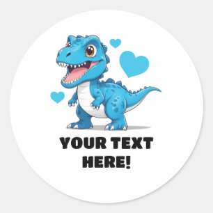 Adesivo T-rex personalizado branco e azul