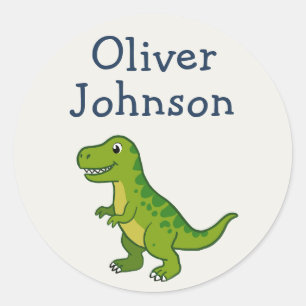 Adesivo T-Rex Personalizado Dinossauro Fofo Nome Criança