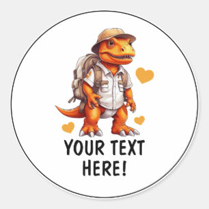 Adesivo T-rex personalizado viajante branco e laranja lega