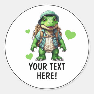 Adesivo T-rex personalizado viajante legal branco e verde