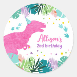 Adesivo T-Rex Pink Dinossaur Girl Dino Pré-Histórica Anive