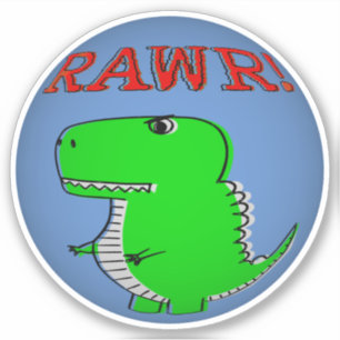 Adesivo T-Rex RAWR, um desenho animado e bonito