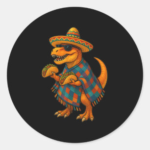 Adesivo T-rex Taco Fiesta_ Cinco De Mayo Dino Em Sombrero