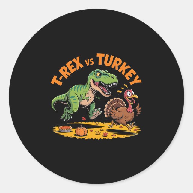 Adesivo T-rex Vs Peru Funny Dia de Ação de Graças Design d (Frente)