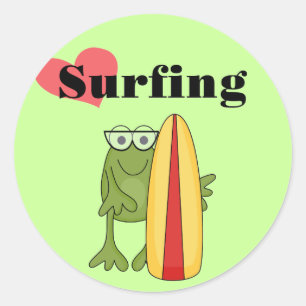 Adesivo T-shirt e presentes surfando do sapo do amor