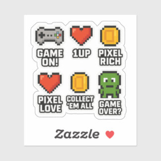 Adesivo T-Shirt Jogador de Pixel Retro | Ícones divertidos