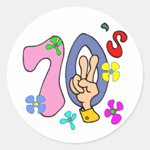 Adesivo T-shirts e presentes anos setenta.