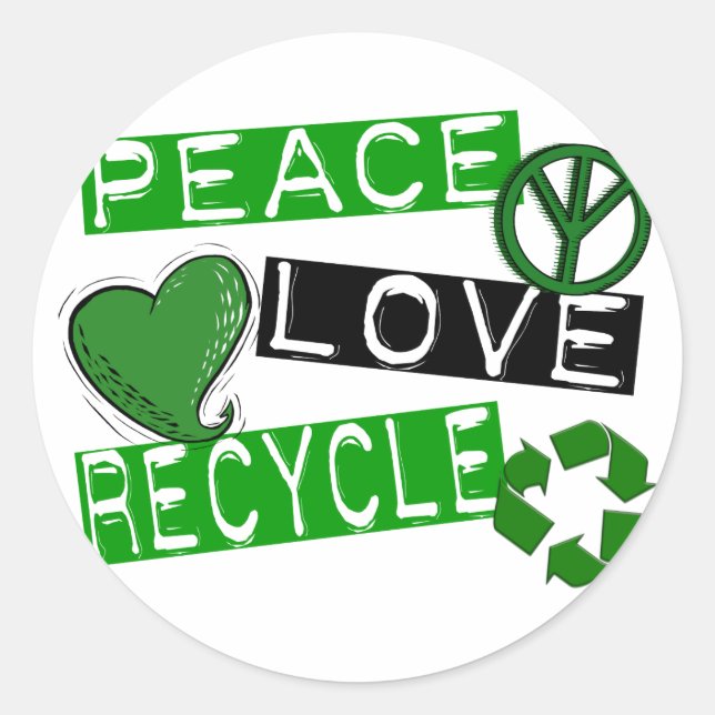 Adesivo T-Shirts e presentes do PEACE LOVE RECICLAR 1 (Frente)