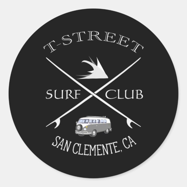 Adesivo T-street Surf Club San Clemente California  (Frente)