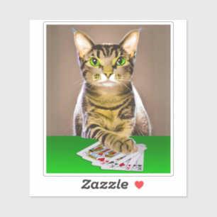 Adesivo Tabby Cat Playing Poker