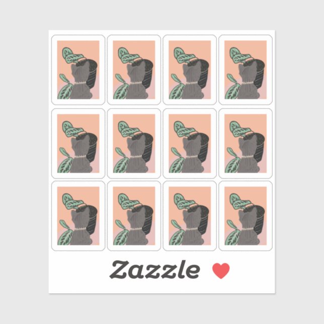 Adesivo Tabby Gato Engraçado Ver Plantas Quadro (Folha)