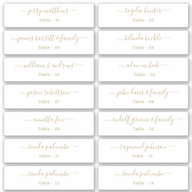 Adesivo Tabela Nomes de Convidado do Cartão Local de Casam (Frente)