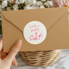 Adesivo Tableware Rosa Rosa Retrorado Brancos Birthday Bru