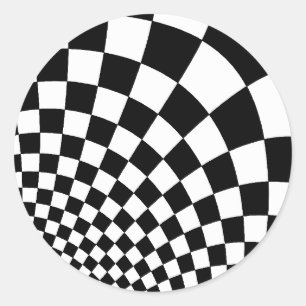 Adesivo Tabuleiro de damas retro entortado punk em preto e