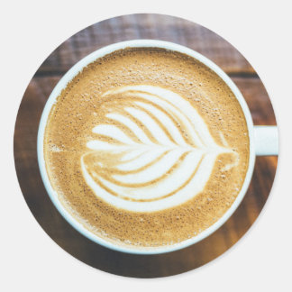 Adesivo Taça de café com espuma em forma de folha em madei