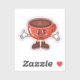 Adesivo Taça de Café de Cartoon Jogada e Engraçada