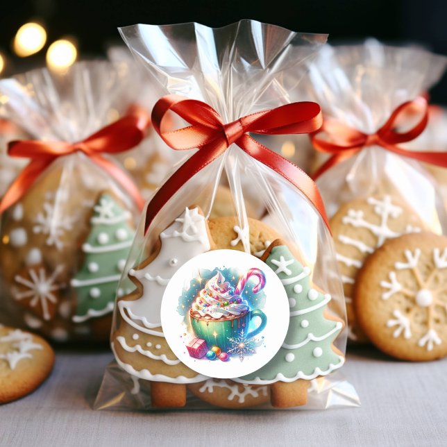 Adesivo Taça de Natal bonito de Aquarela com Cacau Quente (Criador carregado)