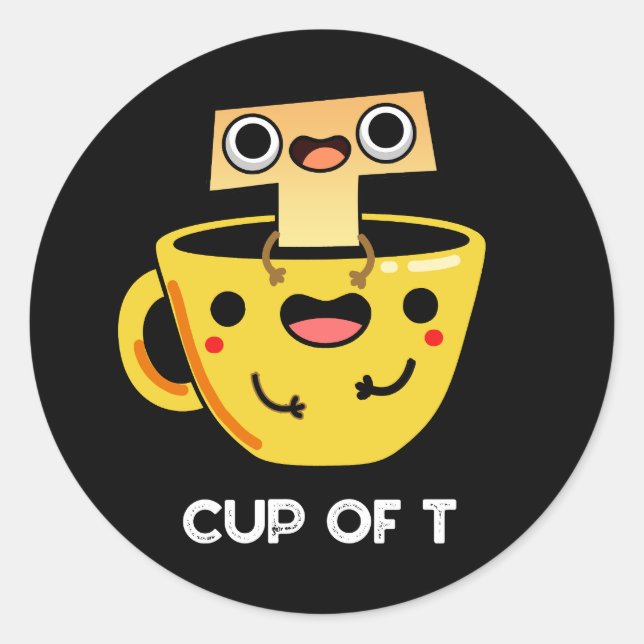 Adesivo Taça De T Engraçado Alphabet Tea Pun Dark BG (Frente)