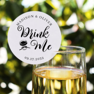 Adesivo Taça de Vinho Shot Drink Me Favor de Casamento