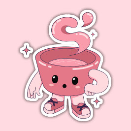 Adesivo Taça do Café Kawaii, Taça de Chá Cuta