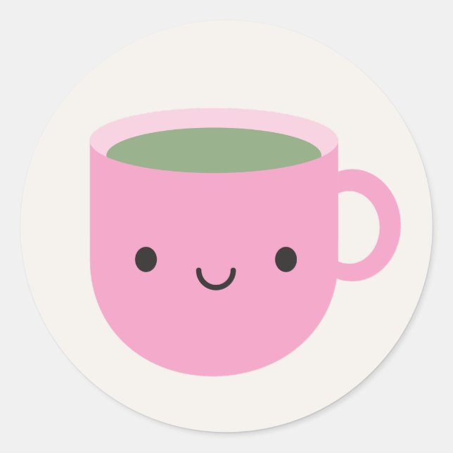Adesivo Taça Kawaii de Chá Verde (Sencha) (Frente)