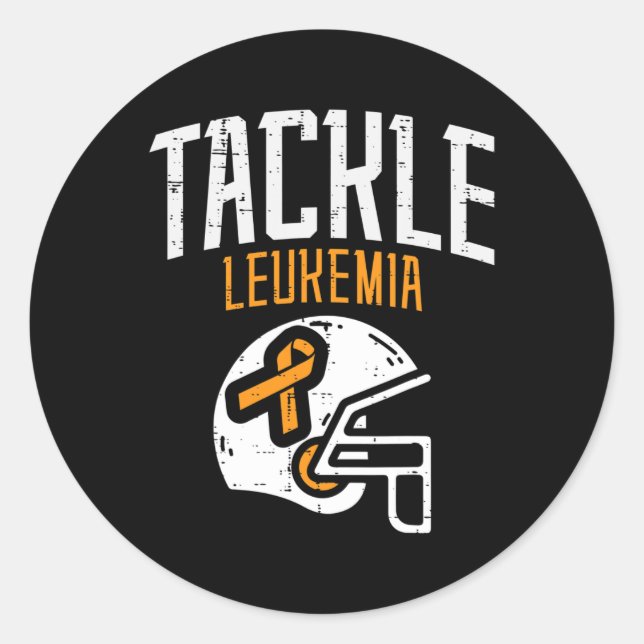 Adesivo Tackle Leukemia Helmet Orange Ribbon Blood Cancer  (Frente)
