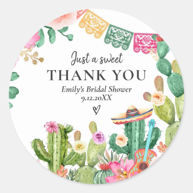 Adesivo Taco 'Bout Love Fiesta Casal Chá Cactus (Frente)