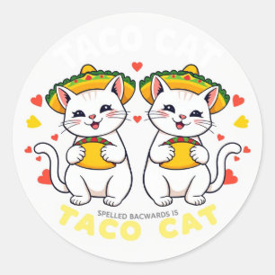 Adesivo Taco Cat Palindrome Fiesta Cute Chibi Art