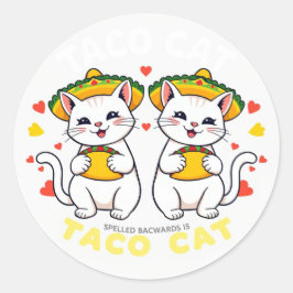 Adesivo Taco Cat Palindrome Fiesta Cute Chibi Art