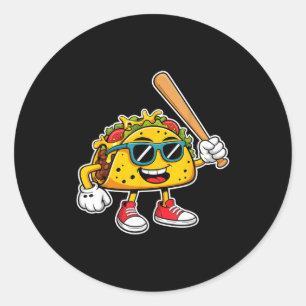 Adesivo Taco engraçado jogando beisebol mexicano cinco de