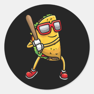 Adesivo Taco Jogando Baseball Mexicano Cinco de Mayo Kids