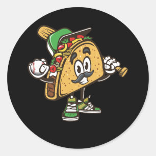 Adesivo Taco Jogando Baseball Softacos Tacos Mexicanos Fes