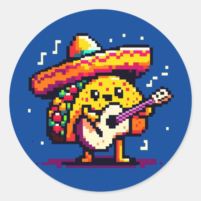 Adesivo Taco Musical: 8 Bits Fiesta Divertido (Frente)