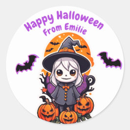 Adesivo Taco roxo da bruxa e abóbora no Halloween