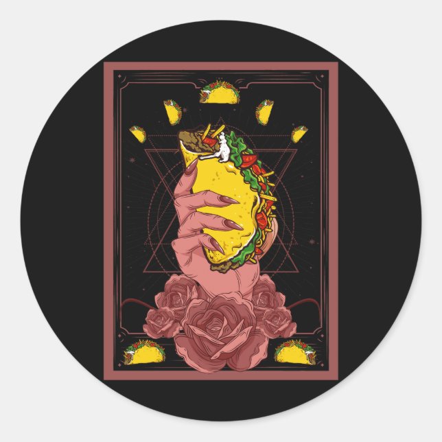 Adesivo Taco Tarot Card Engraçado Taco Lover Tacos mexican (Frente)