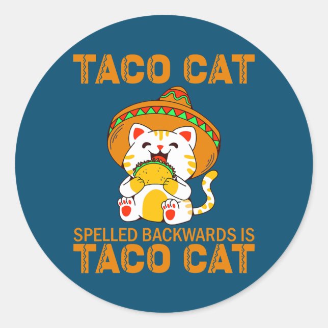Adesivo TacoCat para Crianças Cinco de Sumo Mayo Taco (Frente)