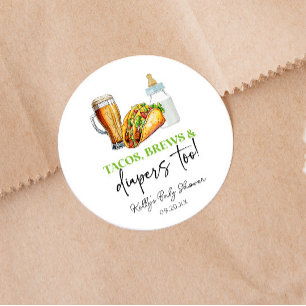Adesivo Tacos Brews e Fraldas Também! Chás de Bebê