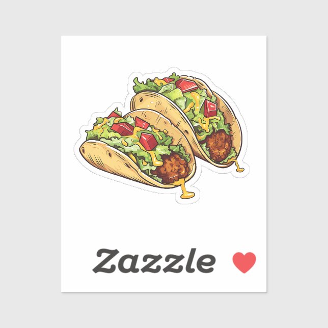 Adesivo Tacos de desenho animado (Folha)