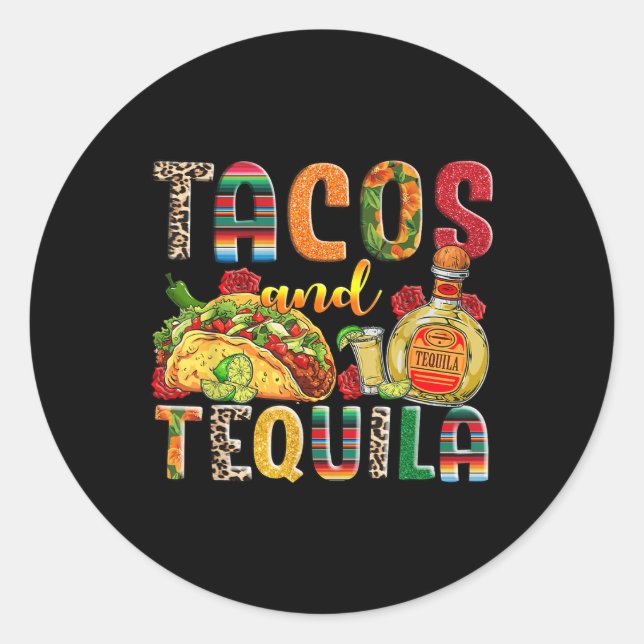 Adesivo Tacos E Tequila Bebendo Engraçado Taco Comida Mexi (Frente)