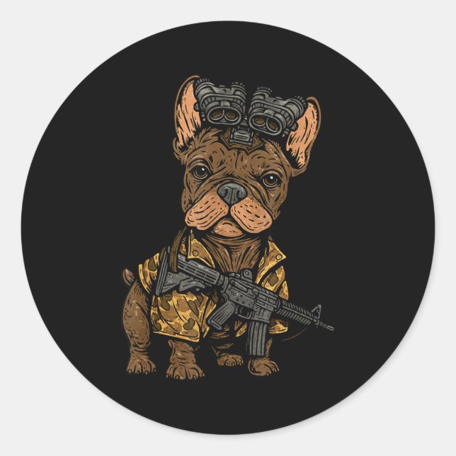 Adesivo Tactical Frenchie Funny Dog Bulldog With Nvg Meme  (Frente)
